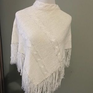 White poncho style sweater